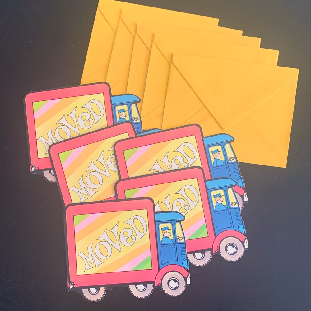 5 Vintage 1970’s  “MOVED” note cards & envelopes